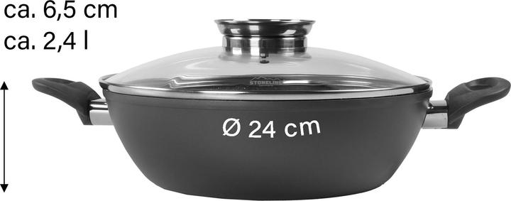 Produktbild Stoneline CERAMIC Servierpfanne 24cm, Keramik-Beschichtung, mit Aroma-Glasdeckel (Pfannenset + Topfset, Aluminium)