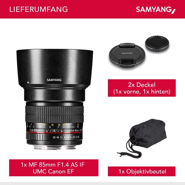 Produktbild Samyang 85mm f/1.4 AS IF UMC Canon EF (Canon EF, Vollformat)