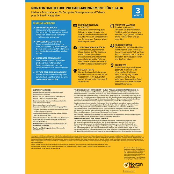 Image du produit Norton 360 Deluxe (3 Utilisateur, 12 mois)