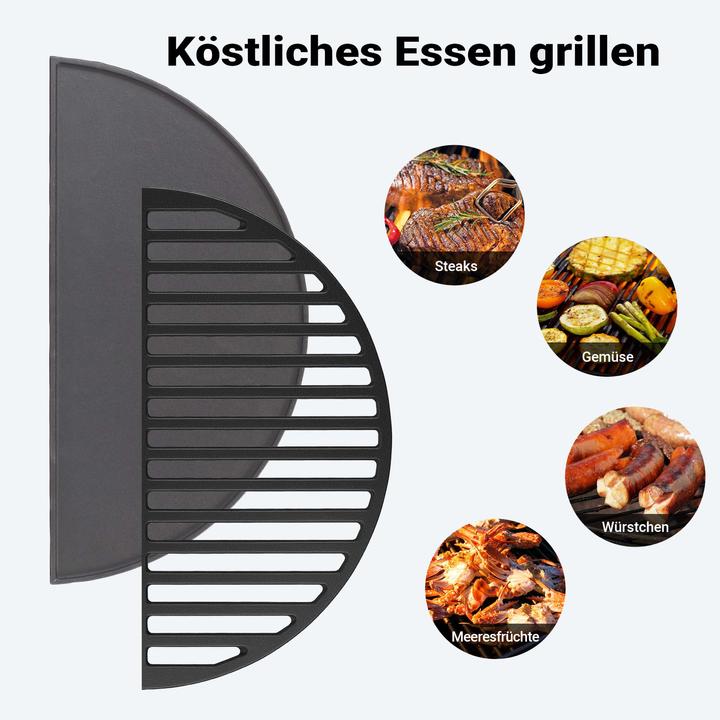 Actual product image Wiltec 2x Gusseisen Grillrost und Grillplatte Grill Rost Grillzubehör BBQ Gussrost