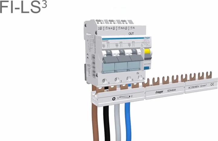 Actual product image Hager FI-LS 3-3x1PN 6kA C-16A 30mA A QC/BA