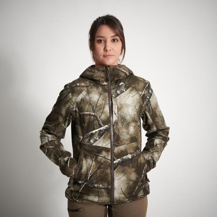 Actual product image Solognac Hunting jacket rain jacket 500 ladies low noise camouflage