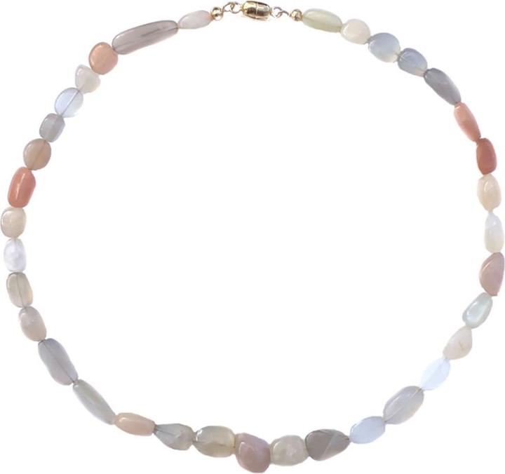 Produktbild Xen Mondstein - Collier Trommelstein 48 cm Magnetverschluss 925 AG/vergoldet (925 Sterling Silber, 48 cm)
