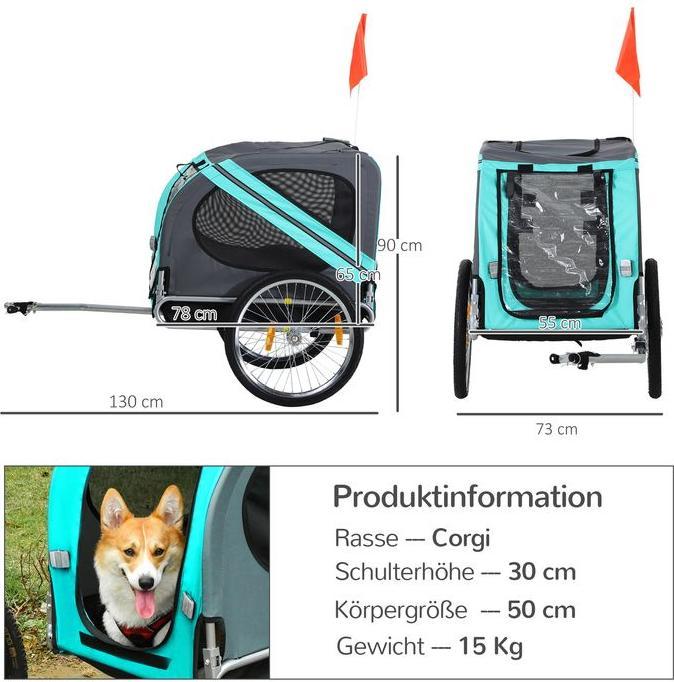 Produktbild Swisshandel24 Hundeanhänger Fahrradanhänger Hundetransporter Hunde Fahrrad Anhänger Oxfordstoff Regenschutz atmung