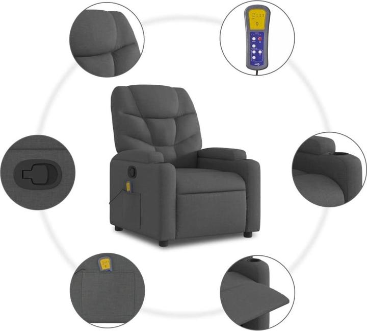 Image du produit VidaXL Fauteuil de massage gris foncé Tissu,Couleur : gris foncé,Matériaux
