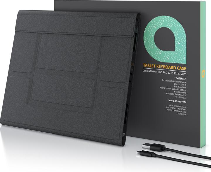 Actual product image Aplic Bluetooth tablet keyboard for iPad Pro 12.9 inch Gen 3 + 4, 500 mAh battery, keyboard with case (DE)