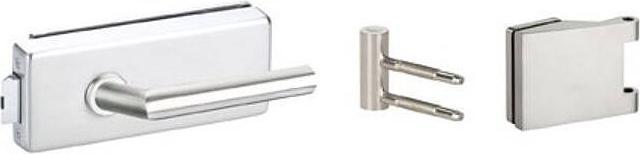 Produktbild Universal Textiles Aluminium Glastürbeschlag Set 3-tlg. - ohne Loch