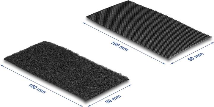 Actual product image Delock Velcro pad self-adhesive with Velcro cable tie set 10 pieces black (Velcro cable ties, 200 mm, 10 pcs.)