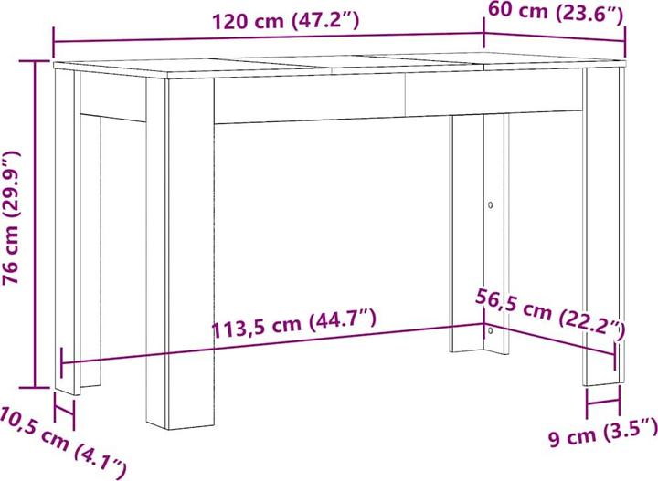 Actual product image VidaXL Esstisch Artisan-Eiche 120x60x76 cm Holzwerkstoff (120 x 60 x 76 cm)