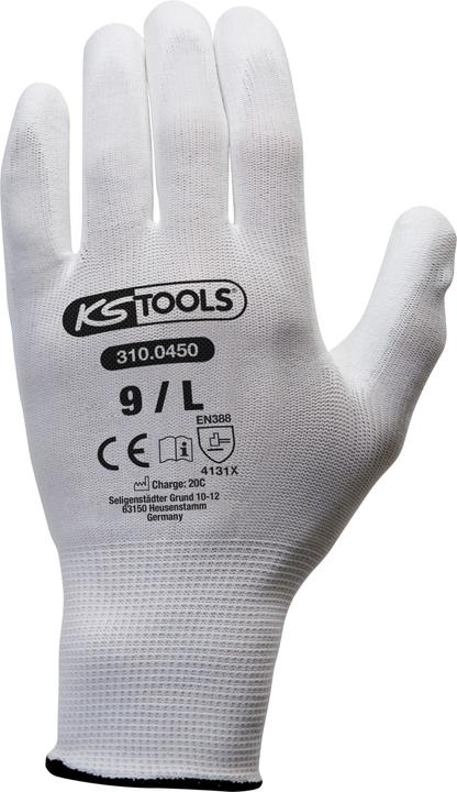 Actual product image KS Tools Micro fine-knit gloves-white, 9, 12 pairs (9)