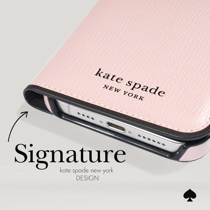 Actual product image Kate Spade Wrap Folio Case - Skórzane etui z klapką iPhone 15 Pro Max (Pale Vellum) (Apple iPhone 15 Pro Max)