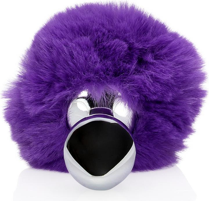 Actual product image Ouch! Bunny Tail with Metal Butt Plug - Purple