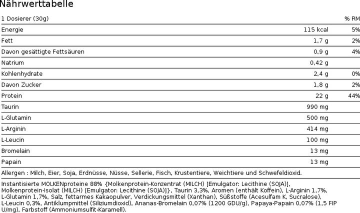 Nährwerte und Zutaten Scitec 100% Whey Protein Professional (Vanille, 1 Stk., 2350 g)