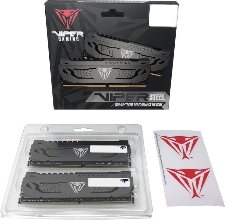 Produktbild Patriot Viper Steel PVS416G320C6K - 16 GB - 2 x 8 GB - DDR4 - 3200 MHz - 288-pin DIMM (2 x 8GB, 3200 MHz, DDR4-RAM, DIMM)