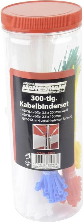 Image du produit Mannesmann Jeu de colliers de serrage 300 pcs. (Serre-câbles en plastique, 200 mm, 300 pcs)