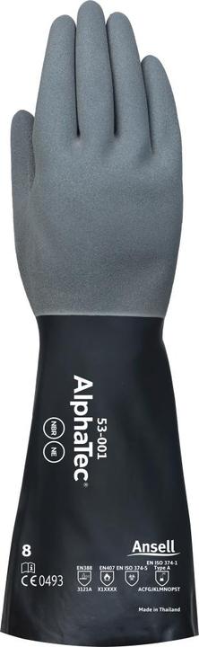 Produktbild Ansell Chemiehandschuhe AlphaTec 53-001 Grösse 8 grau/schwarz EN 388, EN 374, EN 407 PSA-Kategorie III (8)