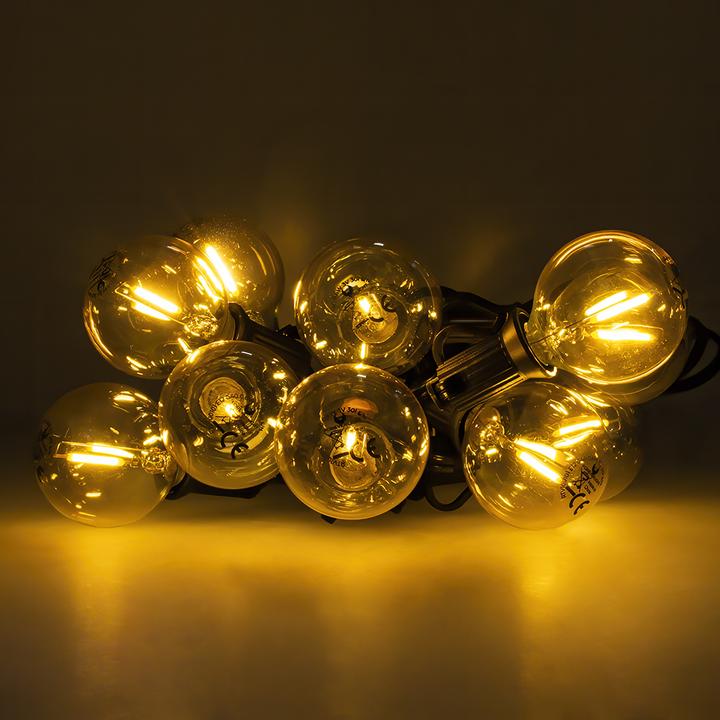 Actual product image Forever Light Solar Garland 5,5m +10 LED bulbs filament gold E12 G40 IP44 (5.50 m)