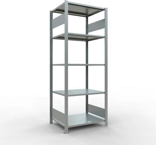 Sistema di scaffalature di base senza viti MULTIplus150 con ripiani di lunghezza