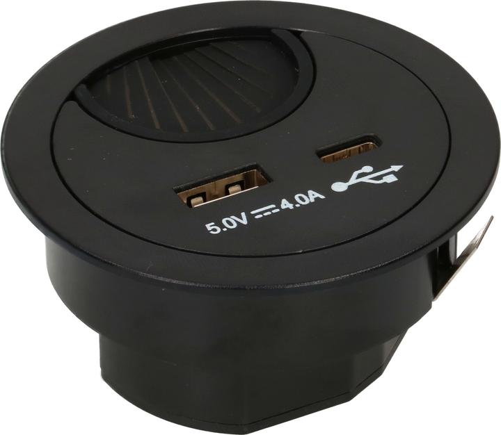 Produktbild Max Hauri Office Line Kabeldurchführung mit USB/A und USB/C Charger