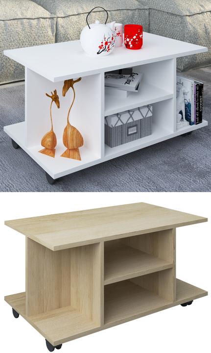 Produktbild VCM Holz Beistelltisch Couchtisch Sofatisch Wohnzimmertisch Rollen rollbar Findula (80 x 40 x 40 cm)