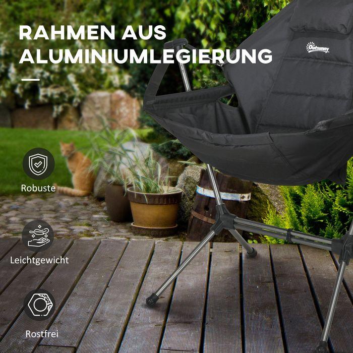 Image du produit Swisshandel24 Fauteuil à bascule de camping, pliable, dossier réglable, cadre en aluminium, 54x100x101cm, noir
