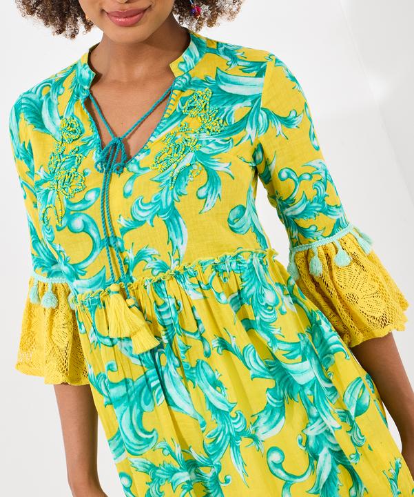 Produktbild Joe Browns Boho Print Lace Sleeve Beaded Cotton Tunic Dress (44)