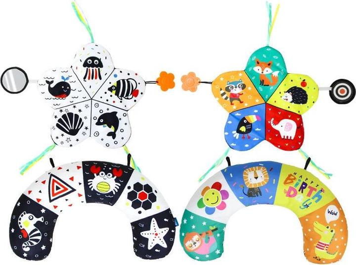 Activity Board Coussin pour bébé Jouet Noir Blanc Haut Contraste Jouet pour bébé Nouveau-né Nourrisson 0-6