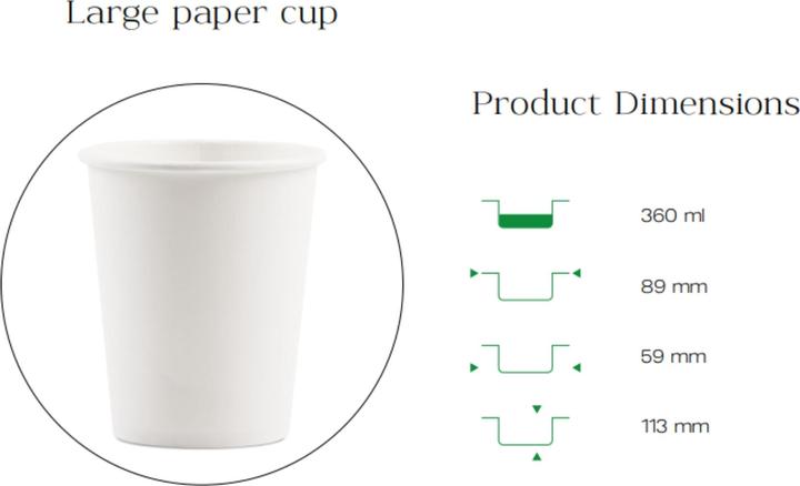 Immagine prodotto TeCup Pappbecher, Trinkbecher, Heissgetränk, Kaffeebecher 12 oz (360 ml) (500 x)