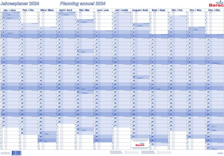 Immagine prodotto Berec Piano annuale paesaggio 90x60cm B5670TF20 2020, blu (Speciale, Francese, Tedesco)