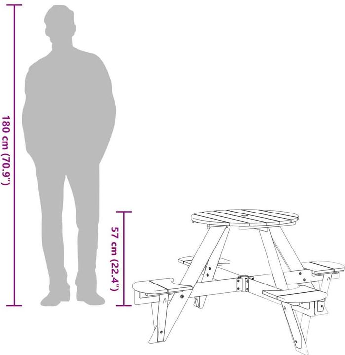 Actual product image VidaXL Picnic table for 4 children with round umbrella hole