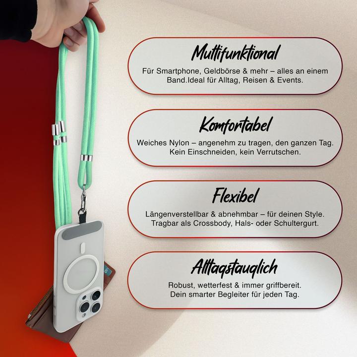 Actual product image Nalia HoldMe Lanyard Handykette – Universal Trageband für Smartphones - Verstellbar, Soft & Elastisch