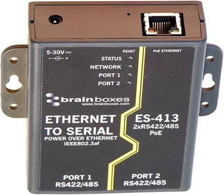 Immagine prodotto Brainboxes Server di dispositivi seriali PoE con adattatori rimovibili, 100Mbps, porte seriali - 2, RS422 /