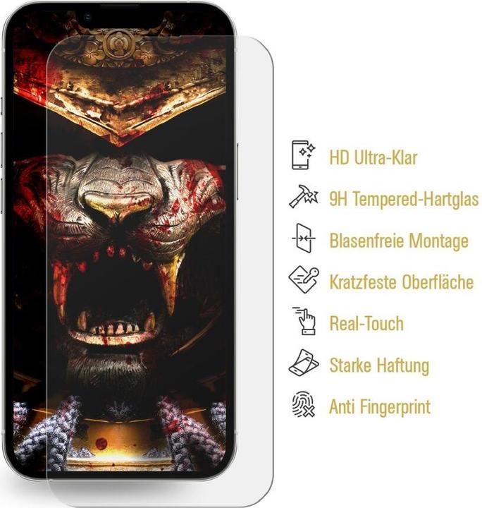 Produktbild Protectorking 6x echtes Tempered 9H Panzerhartglas 3D KLAR (6 Stück, Apple iPhone 13 Pro)