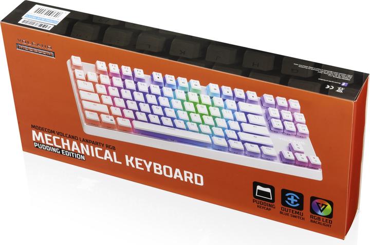 Actual product image Modecom VOLCANO LANPARTY RGB PUDDING EDITION White gaming keyboard Blue US (US, Cable)