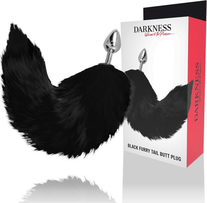 Produktbild Darkness Analplug aus Metall mit schwarzem Schwanz