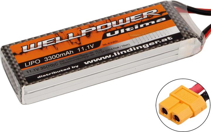 Actual product image Wellpower Lipo Akku Ultima 3S 35/70C CH5/8 XT-60 (11.10 V, 3300 mAh)