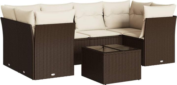 Produktbild VidaXL Gartenmöbel Sofa Garnitur Lounge Sitzgruppe 7-tlg. Braun Poly Rattan
