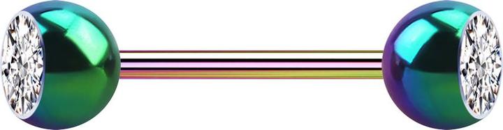 Image du produit Star Piercing Micro Barbell coloré avec deux boules de cristal argenté (Acier chirurgical 316L)
