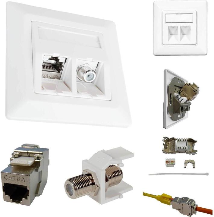 Produktbild Kathrein ESN 300 Kombi-Netzwerkdose Cat.6A 500MHz 10Gbit RJ45 LAN TV/SAT F