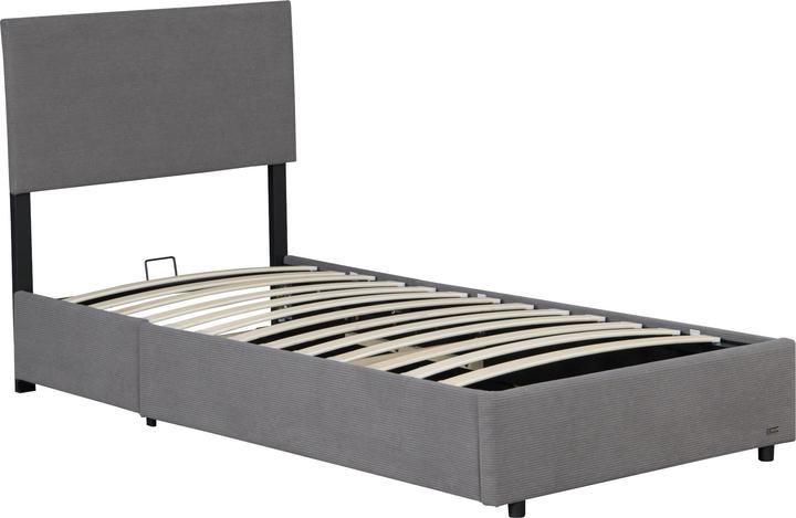 Actual product image Corium Polsterbett Juva Cord mit Lattenrost 90x200 cm Grau (90 x 200 cm)