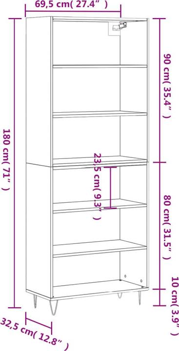 Immagine prodotto VidaXL Aldon (69,5 x 32,5 x 180 cm)