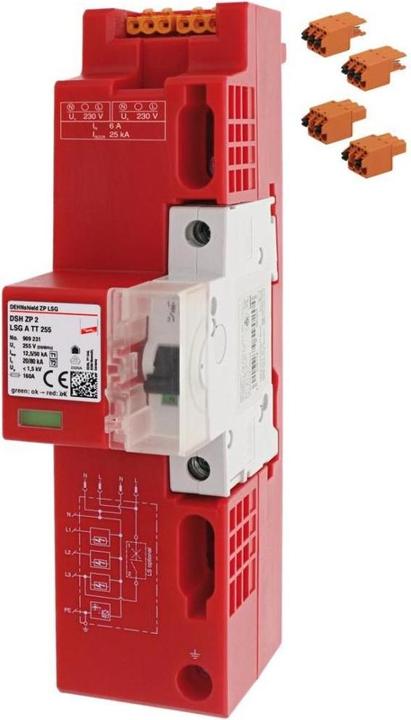 Dehn DSH ZP 2 LSG A TT 25 DSH ZP 2 LSG A TT 255 ÜSS Scaricatore combinato