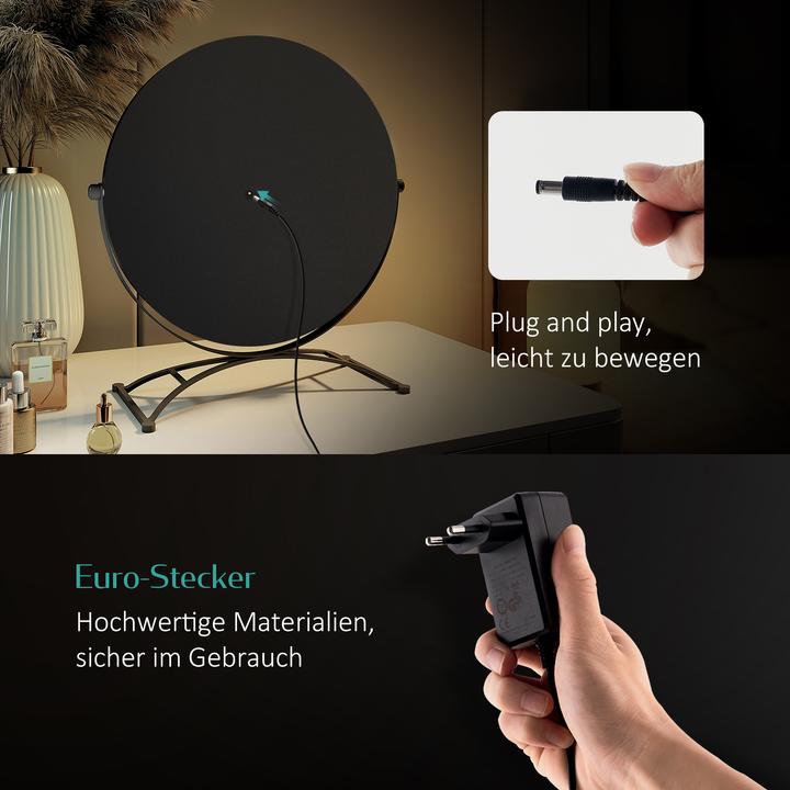 Actual product image Emke Round Hollywood Cosmetic Mirror with 11 Lamps, 1X+7X Magnification, 3 Colour Temperatures, 40*47cm