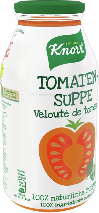 Knorr Tomaten Suppe mit 100% natürlichen Zutaten, Flüssigsuppe Tomatensuppe, nachhaltig angebautes Gemüse (450 ml)