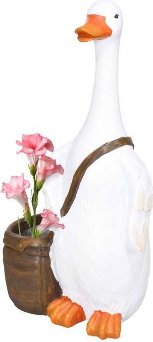 Immagine prodotto Swisshandel24 Vaso per piante con design "Cigno con cartella", fioriera con foro di drenaggio, per uso interno ed (18 cm)