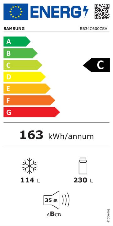 Label énergétique Samsung RB34C600CSA (344 l)