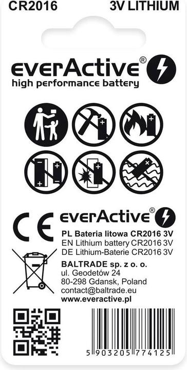 Produktbild NoName Lithiumbatterien mini everActive CR2016 Blisterverpackung 2 Stück (2 Stk., CR2016)