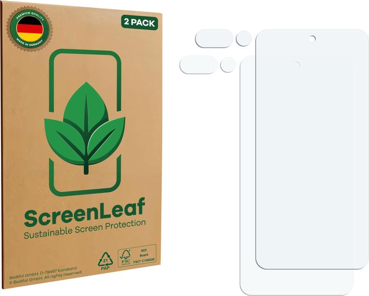 Produktbild ScreenLeaf Schutzfolie nachhaltiger Displayschutz Display Schutz Folie Klar Transparent (2 Stück, Nothing Phone (3a) Pro)