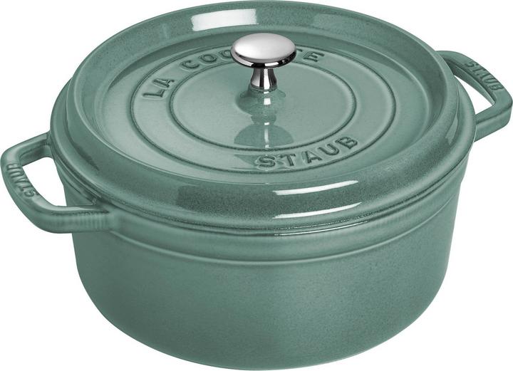 Actual product image Staub Cocotte 28 cm, round, eucalyptus, cast iron 6.7l (28 cm, Casserole + Stewpot, Cast iron)