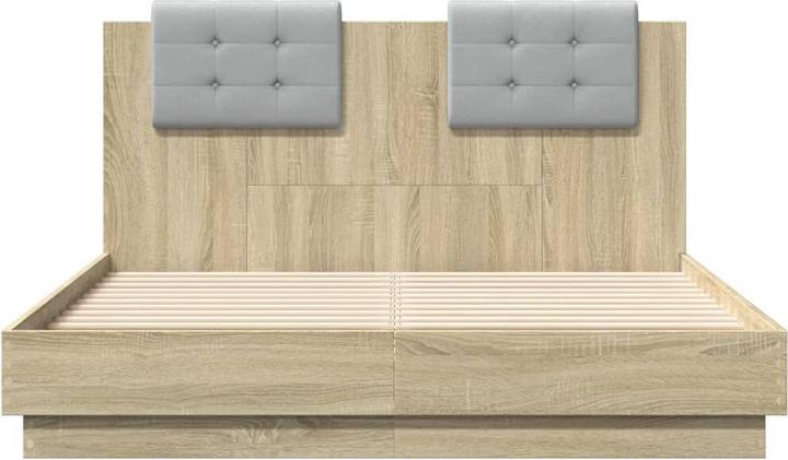 Image du produit VidaXL Cadre de lit avec tête de lit Chêne Sonoma (135 x 190 cm)
